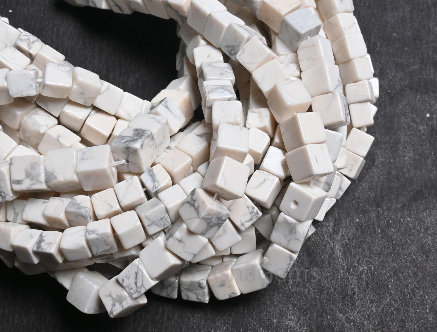 Fine White Howlite Smooth 3D Cube Box Shape Beads, Beautiful Howlite Plain Handmade Cube Gemstone Center Drill Howlite Beads Jewelry Crafts