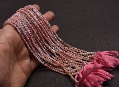 Natural Moss Pink Opal Micro Cut Rondelle Beads,3.25 mm Rare Moss Pink Opal Machine Cut Gemstone Beads, Opal Beads For Jewelry Making Crafts