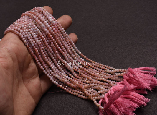 Natural Moss Pink Opal Micro Cut Rondelle Beads,3.25 mm Rare Moss Pink Opal Machine Cut Gemstone Beads, Opal Beads For Jewelry Making Crafts
