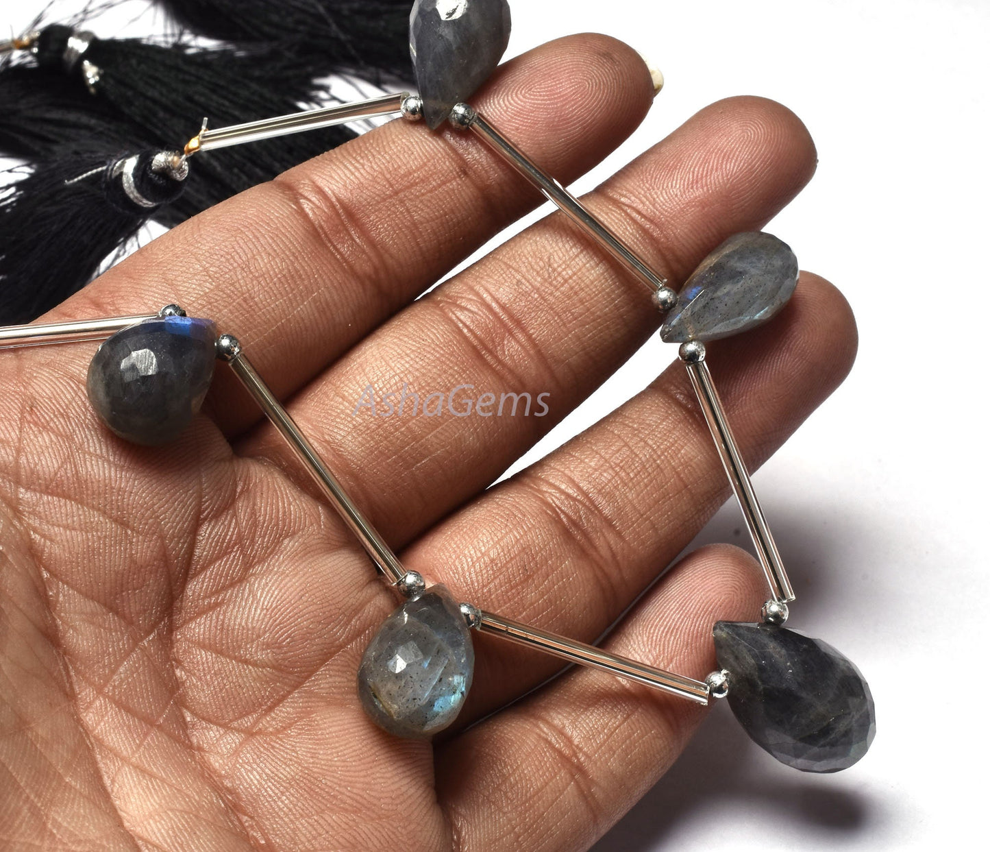 Natural Fire labradorite Faceted Drops shape Beads, black Rainbow Teardrop Briolette Beads, Flashy Labradorite Drop Shape Beads For Jewelry