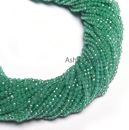 Beautiful Natural Green Onyx Micro Cut Rondelle Faceted Gemstone Beads 2.5 mm,AAA Quality Onyx Faceted Roundelle Bead Jewelry Making Crafts