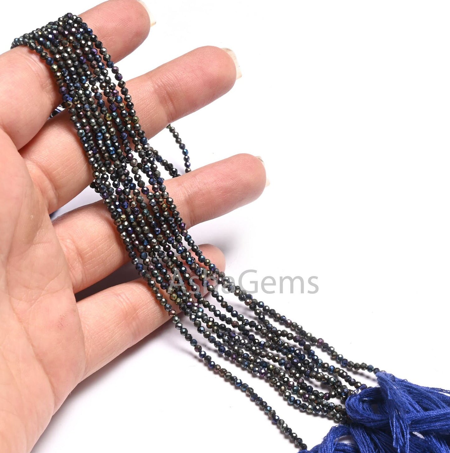 Beautiful Blue Mystic Coated Black Spinel Faceted Rondelle Gemstone Beads,2.2mm Natural Black Spinel Coated Micro Cut Tiny Bead Jewelry SALE