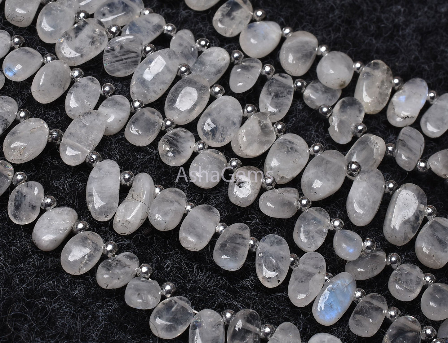 Amazing Flash Rainbow Moonstone Beads, Natural White Moonstone Loose Beads, Handmade Uneven Oval Shape Beads For Jewelry Making Crafts SALE