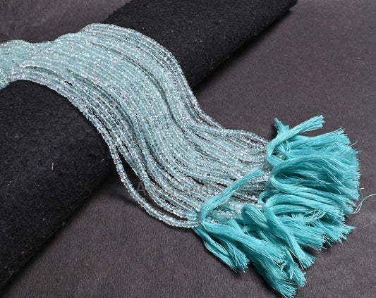 Fine Genuine Aquamarine Faceted Rondelle Beads,4-4.5mm Natural Blue Aquamarine Indian Machine Cut Gemstone Aquamarine Beads Jewelry Necklace