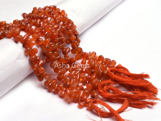 Natural carnelian Smooth Drops Shape Beads,13 inch Red Orange Carnelian Beads Gemstone Handmade Uneven Teardrop Side Drill Bead Jewelry SALE