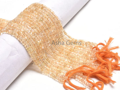 Natural Citrine Quartz Smooth Rondelle Beads, Yellow Citrine Plain Handmade Gemstone Loose Beads,12" Citrine Beads Jewelry Making Craft SALE