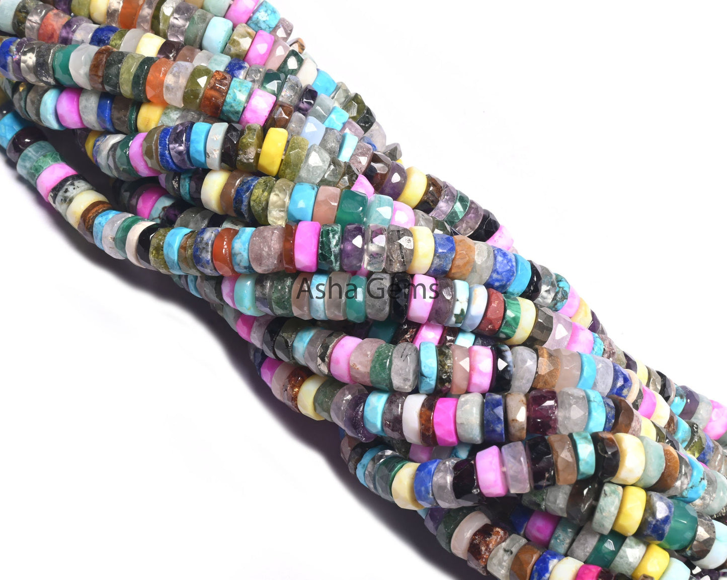 16" Strand Beautiful Multi Color Faceted Heishi Tyre Beads,6 mm Natural Mix Gemstone Disco Flat Wheel Shape Beads Jewelry Making Craft Sale