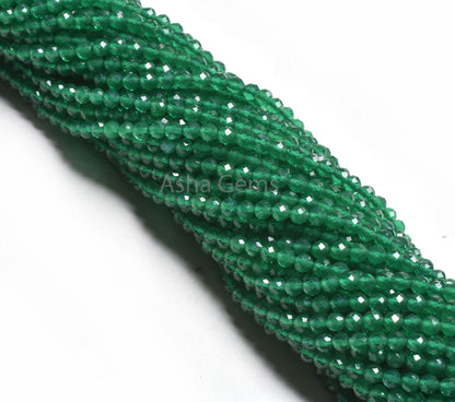 AAA Quality Green Onyx Micro Faceted Round Ball Gemstone Beads,3.2 mm American Green onyx Machine Cut Round Ball Beads Onyx For Jewelry SALE