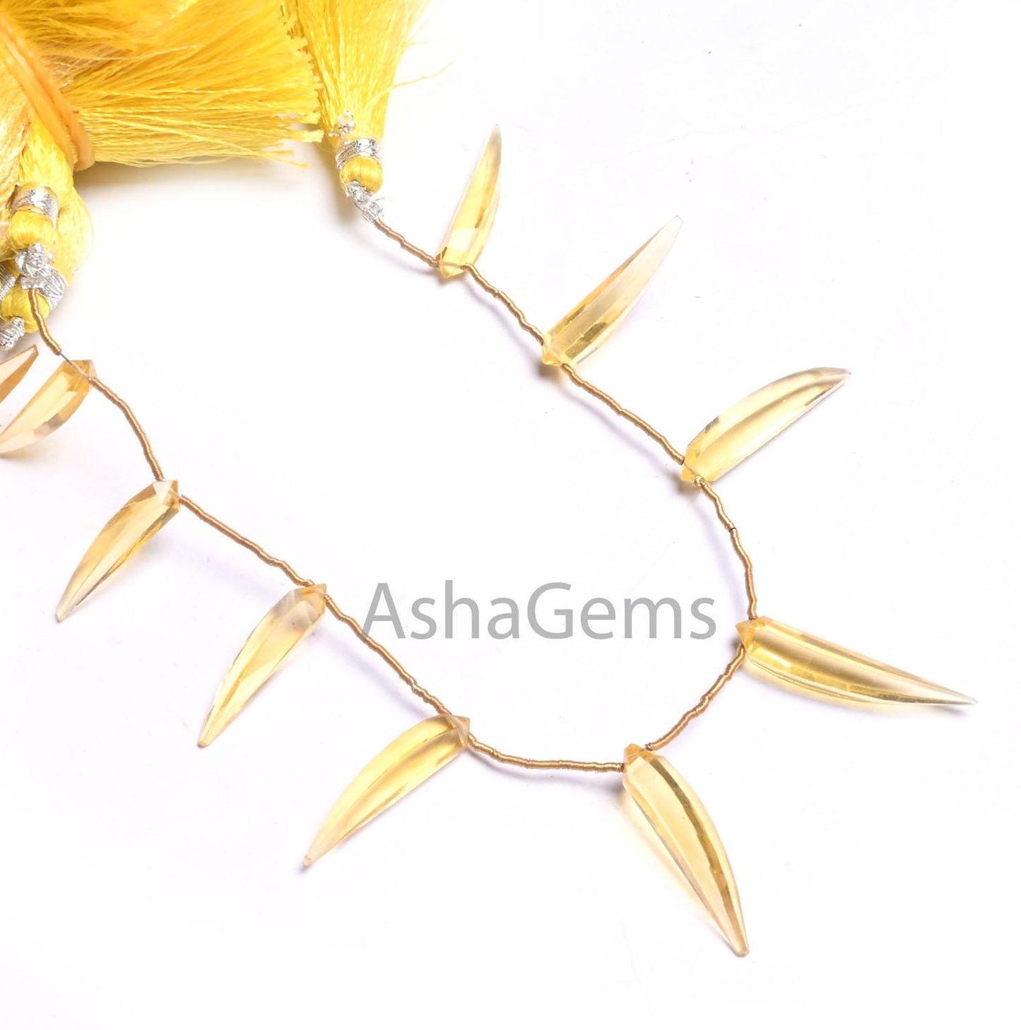 Beautiful Lemon Hydro Fancy dagger Shape faceted Beads, AAA Yellow Lemon Hydro Quartz lady Finger Shape Side Drill  Beads Jewelry Craft SALE (AG 18641)