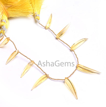 Beautiful Lemon Hydro Fancy dagger Shape faceted Beads, AAA Yellow Lemon Hydro Quartz lady Finger Shape Side Drill  Beads Jewelry Craft SALE (AG 18641)