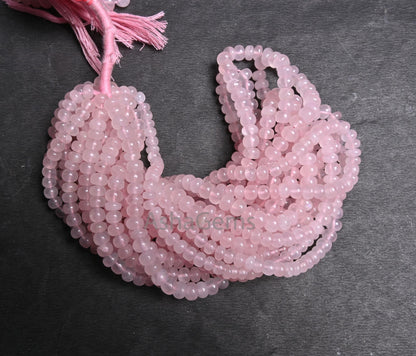 Natural Pink Rose Quartz Smooth Rondelle Shape Gemstone Beads,8/16" Rose Quartz Plain handmade Pink Quartz Beads Necklace Jewelry Craft SALE
