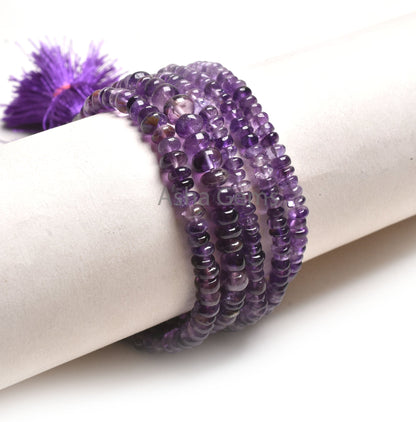 Fine Quality Shaded Purple Amethyst Smooth Rondelle Beads, Natural Amethyst Plain Handmade Gemstone Loose Bead Amethyst Jewelry Making Craft