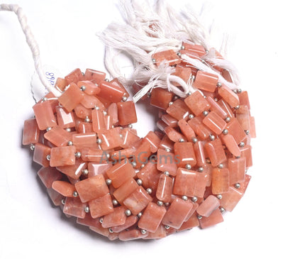 Fine Peach Quartz Fancy Chicklet Handmade Beads,9" Strand Pink Quartz Rectangle Shape Straight Drill Gemstone Loose Bead Jewelry Making SALE