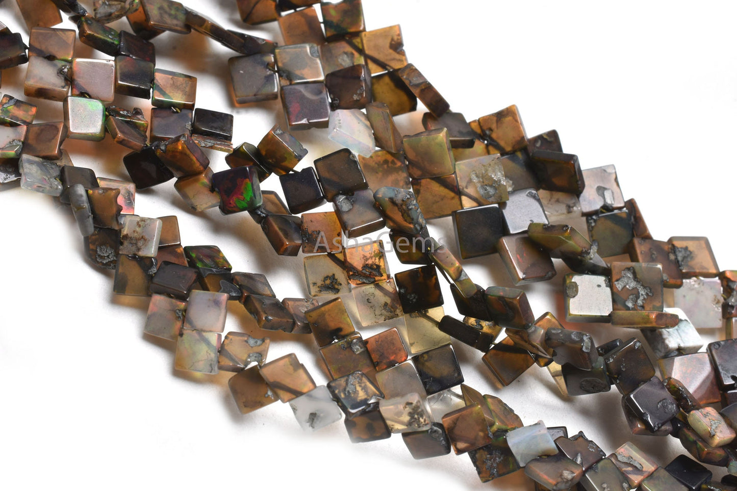 Multi Brown Ethiopian Opal Uneven Square Side Drill Gemstone Beads,17" Flashy Welo Ethiopian Opal Smooth Fancy Kite Shape Bead Jewelry Craft
