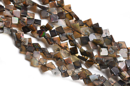 Multi Brown Ethiopian Opal Uneven Square Side Drill Gemstone Beads,17" Flashy Welo Ethiopian Opal Smooth Fancy Kite Shape Bead Jewelry Craft