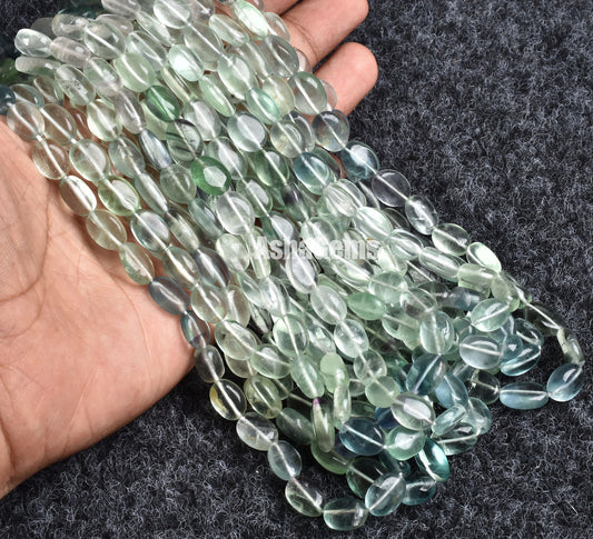 Beautiful Shaded Green Blue Fluorite Smooth Beads, Natural Fluorite Plain Oval Nugget Handmade Beads, Gemstone Fluorite Beads Jewelry Crafts