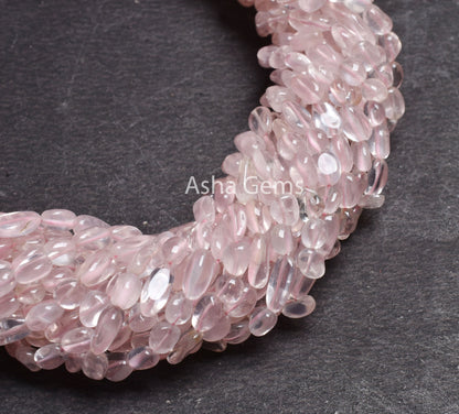 Natural Pink Rose Quartz Tiny Nugget smooth Beads,13" Strand Natural Rose Quartz Tumble Plain Handmade Gemstone Bead Jewelry Making Crafts