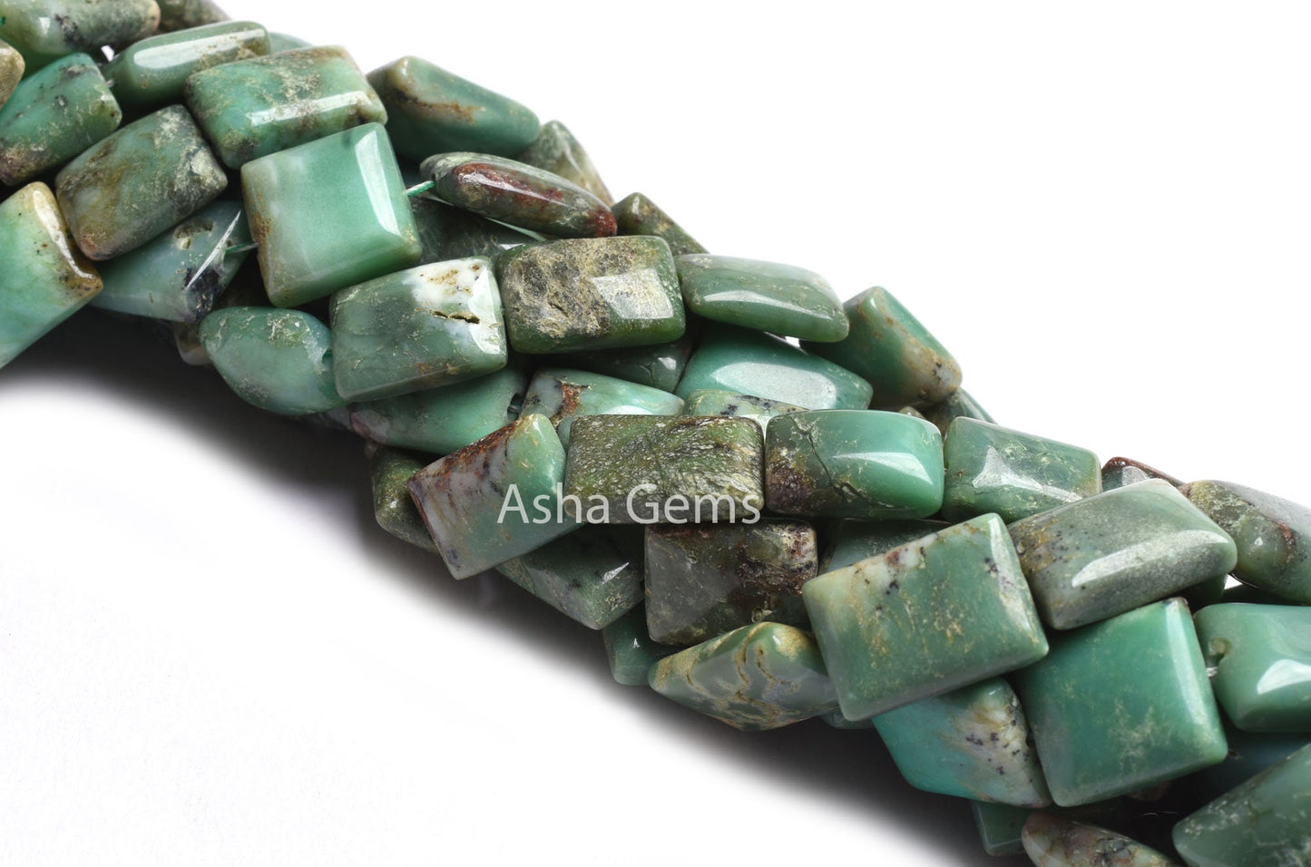 15" Strand Bio Green Chrysoprase Rectangle Handmade Beads, Natural Chrysoprase Fancy Chiclet Gemstone Beads, Chrysoprase Bead Jewelry Crafts