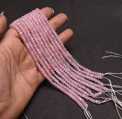 4.5 mm Rose Pink Jade Quartz faceted Rondelle Shape Gemstone Loose Beads,13.5 inch Fine Pink Jade Quartz machine cut Bead Jewelry Craft SALE