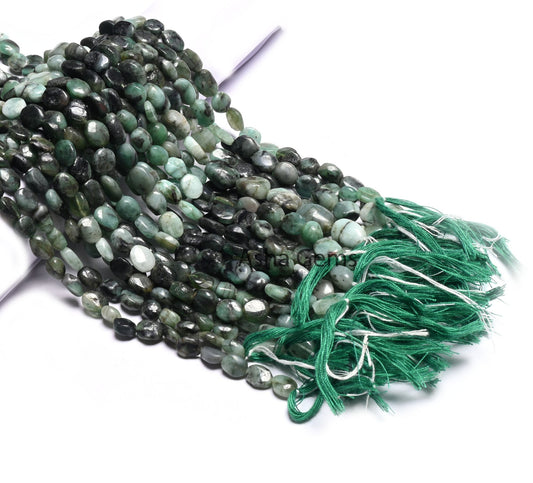 Beautiful Shaded Green Emerald Smooth Oval Gemstone Loose Beads,12.5" Natural Sakota Emerald Handmade Uneven Oval Emerald Beads Jewelry SALE