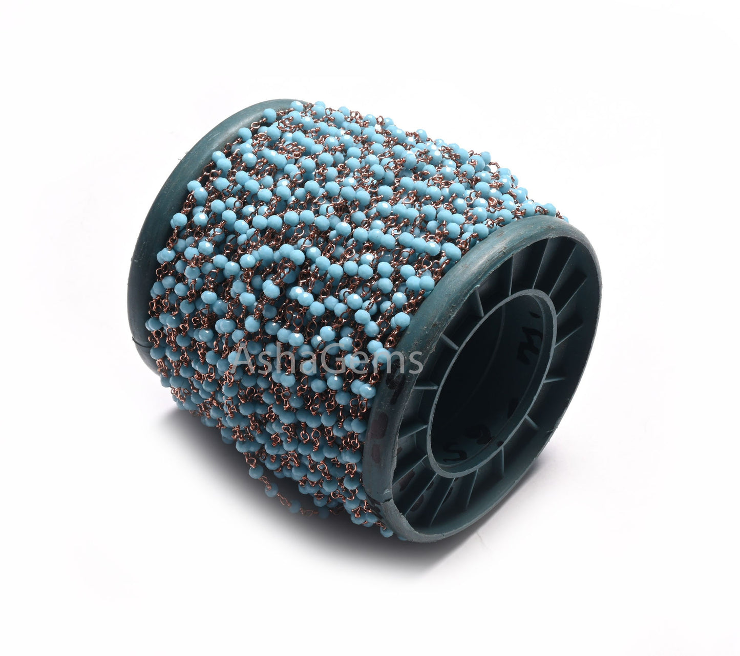 1,3,10,50 Foot Blue Turquoise Hydro Rondelle Faceted Beads Rosary Chain Rose Gold Plated Wire Wrap Chain Jewelry Making Beaded Rosary Chains