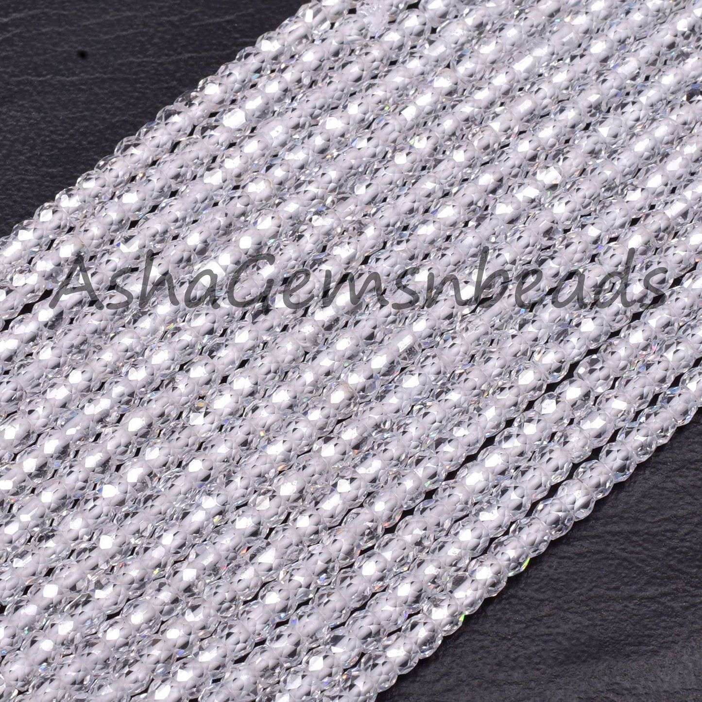Beautiful Crystal Quartz Color Zircon Micro Cut Beads,15" Strand White Zircon Faceted Roundelle Beads,3mm AAA Clear Cubic Zircon Beads SALE