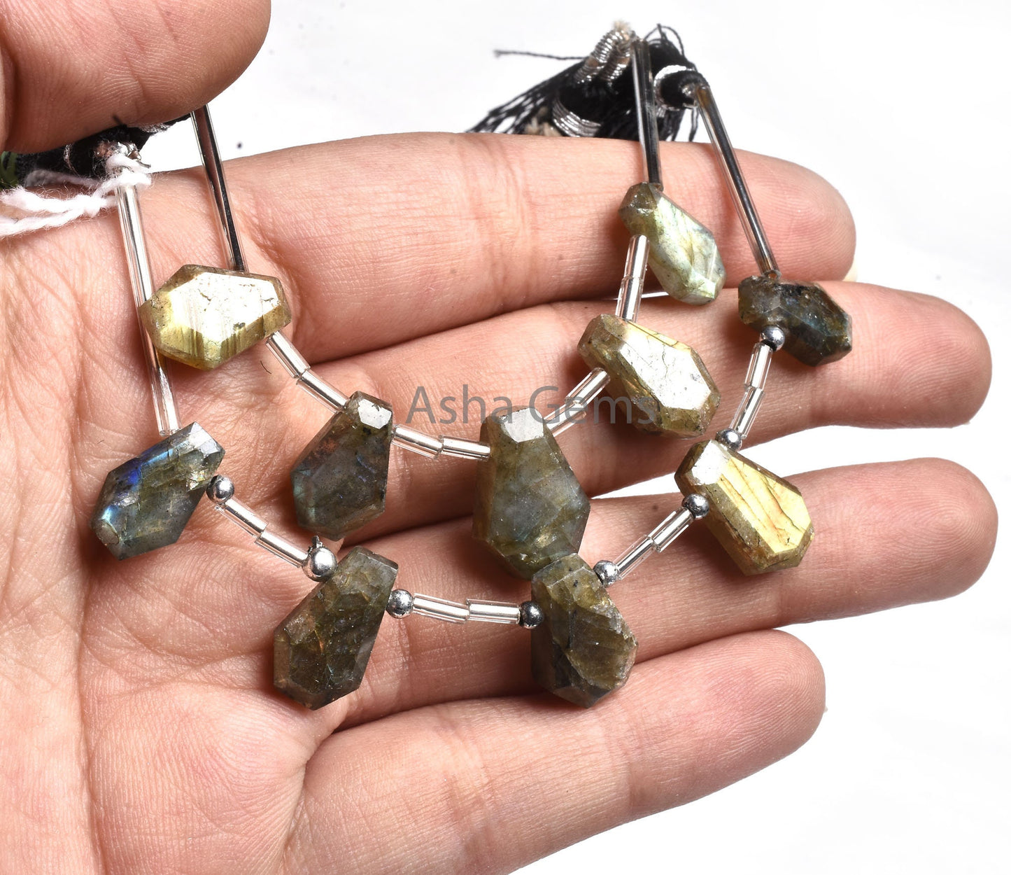 Multi Fire Labradorite Fancy Coffin Shape Beads, Natural Labradorite Bead, Black Rainbow Faceted Softy Side Drill Bead Jewelry Makings SALE