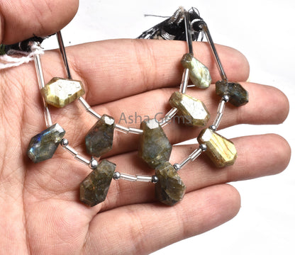 Multi Fire Labradorite Fancy Coffin Shape Beads, Natural Labradorite Bead, Black Rainbow Faceted Softy Side Drill Bead Jewelry Makings SALE