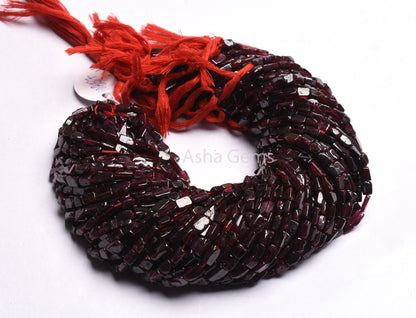 Natural Red Garnet Smooth Rectangle Shape Beads,13" Strand Garnet Fancy Uneven Rectangle Straight Drill Beads Gemstone Garnet Bead Jewelry