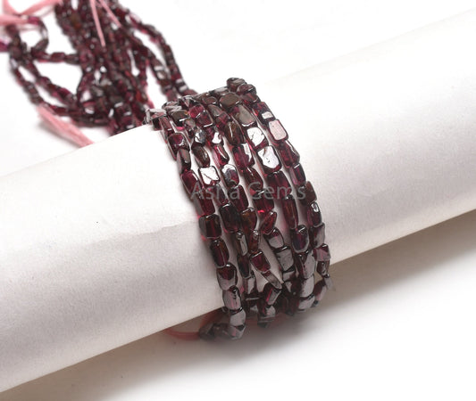 Natural Garnet Handmade Uneven Rectangle Shape Gemstone Beads,13"Red Garnet Smooth Straight Drill Beads, Garnet Bead Jewelry Handicraft SALE
