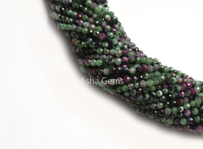 Natural Ruby Zoisite Micro Cut Faceted Gemstone Beads,2.5 mm Rare Ruby Zoisite Machine Cut Rondelle Beads, Ruby Zoisite Bead Strand Jewelry