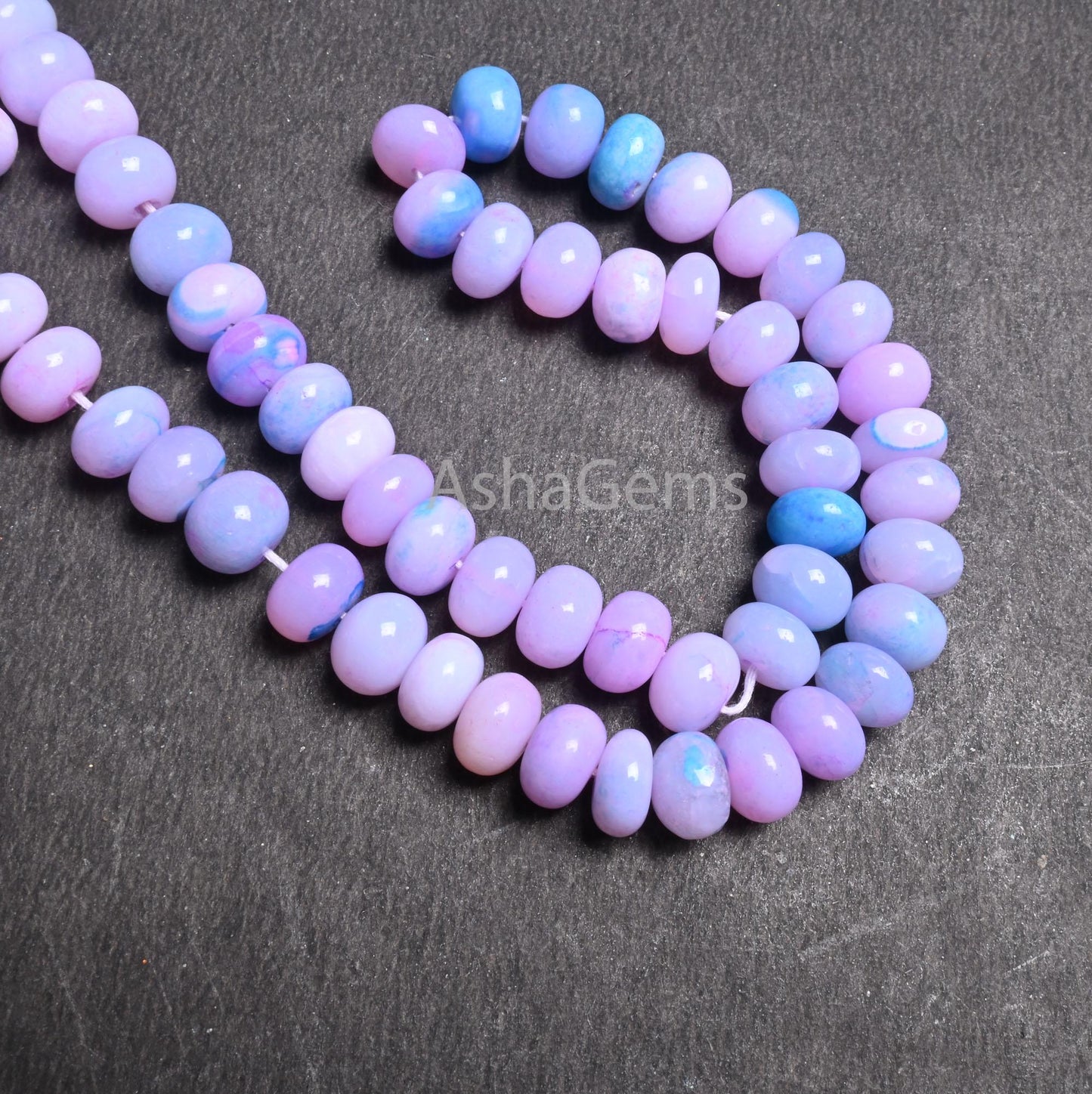 AAA Lavender Blue Opal Smooth Rondelle Beads,16" Strand Shaded Blue Lavender Opal Plain Handmade Gemstone Loose Bead Blue Opal Beads Jewelry