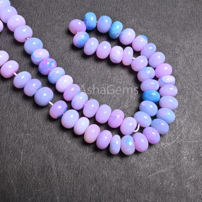 AAA Lavender Blue Opal Smooth Rondelle Beads,16" Strand Shaded Blue Lavender Opal Plain Handmade Gemstone Loose Bead Blue Opal Beads Jewelry