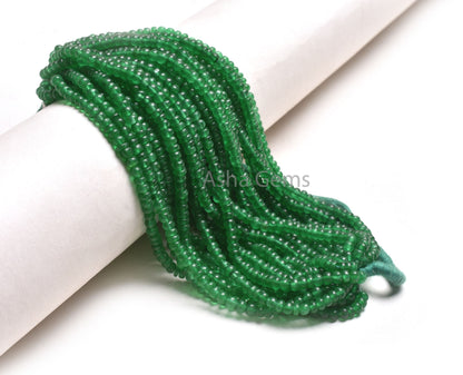Beautiful Green Quartz Smooth Tiny Rondelle Shape Beads, Natural Quartz Plain Handmade Gemstone Beads, Fine Green Quartz Bead Jewelry Making