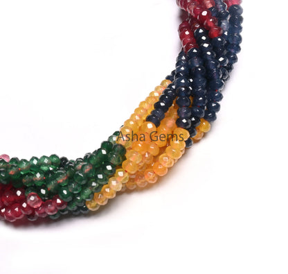 Beautiful Multi Color Jade Quartz faceted Rondelle Beads,4.5mm Fine Shaded Jade machine cut Gemstone Bead,14"Strnd Jewelry Making Craft SALE