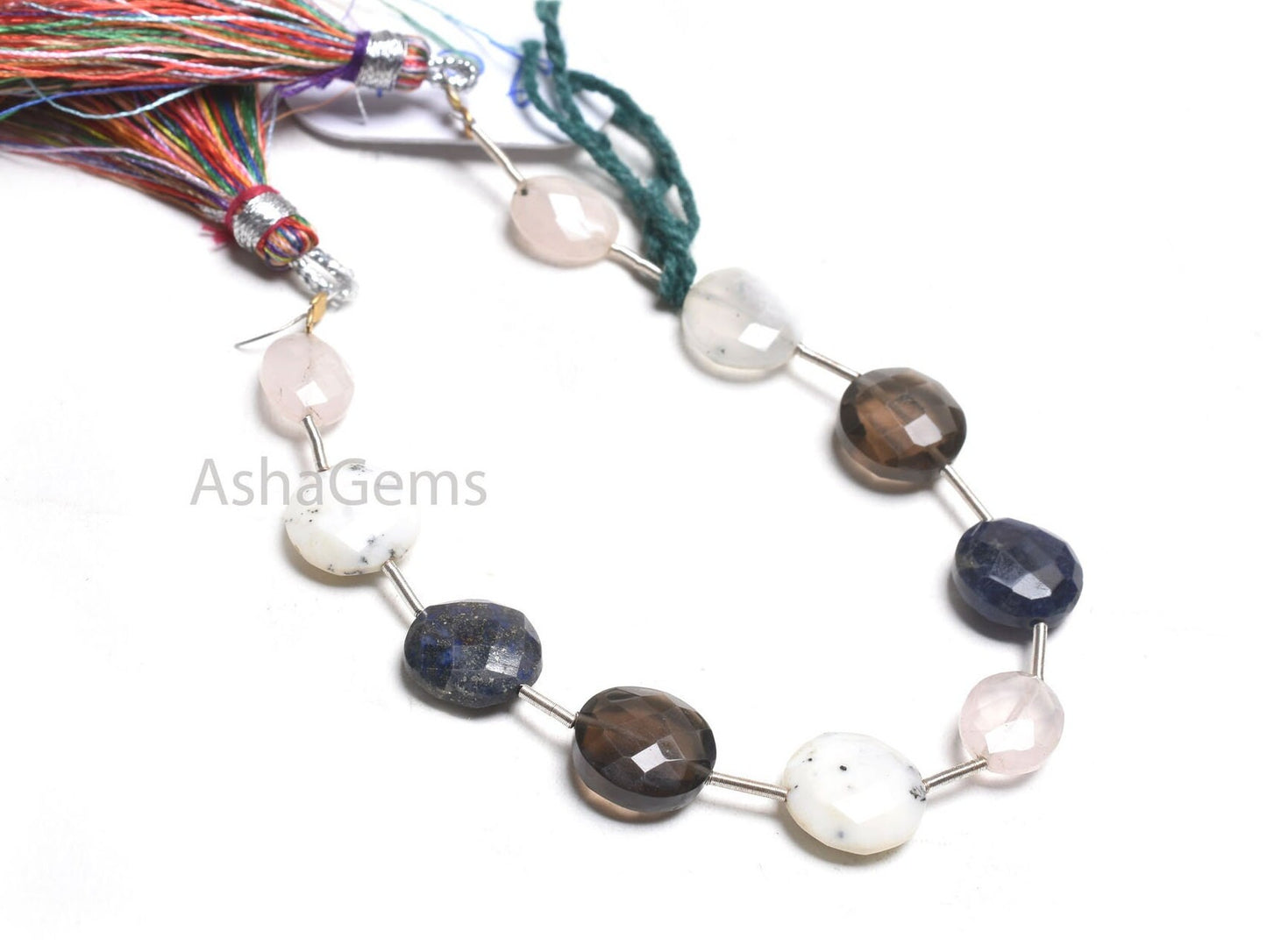 Beautiful Mix Gemstone Faceted Coin+3Piece Rose Quartz Oval Beads, Multi Color Stone Briolette Straight Drill Bead Jewelry Making Craft SALE