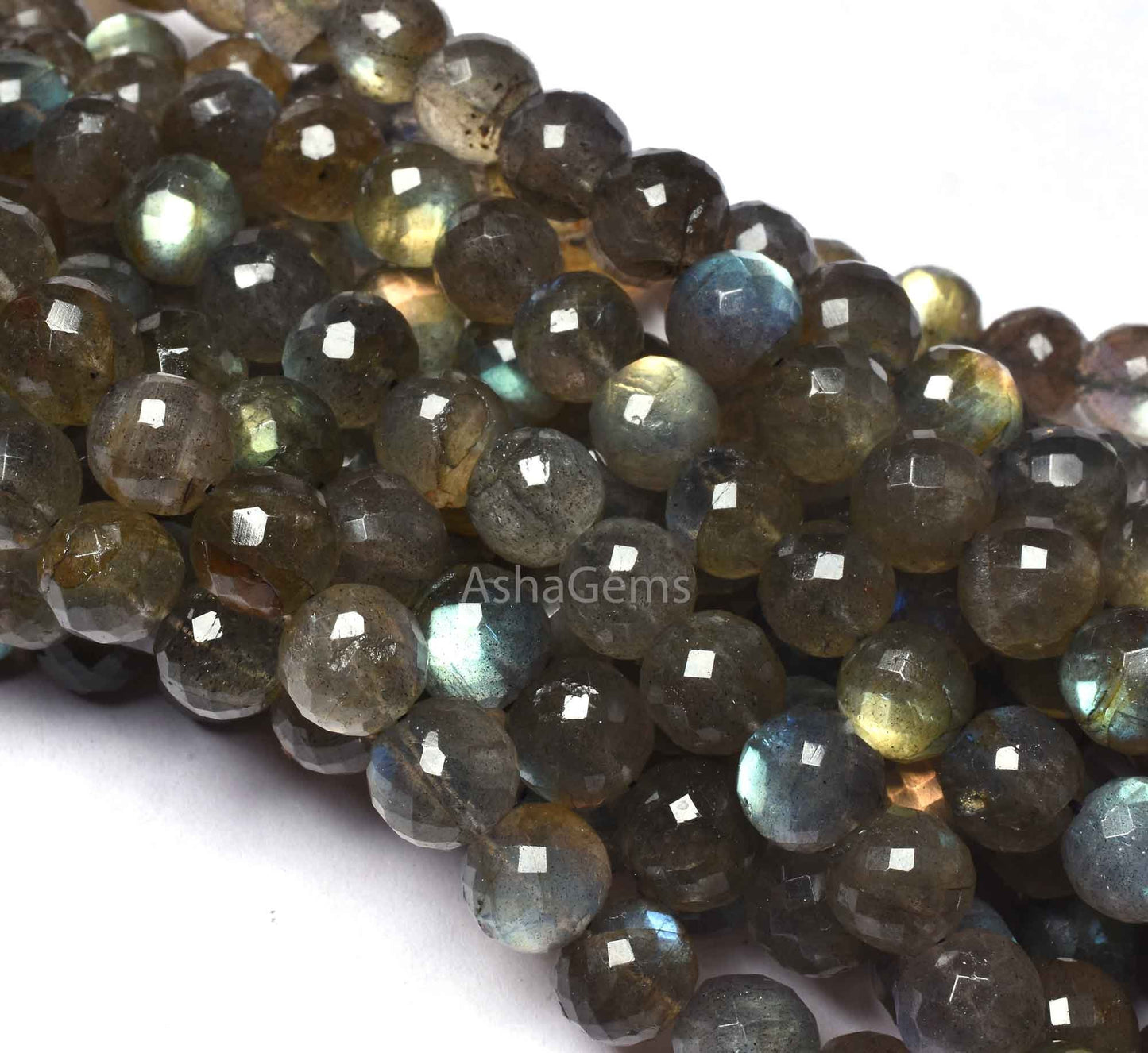 Blue Fire labradorite Round Shape Beads,8-8.5mm Natural Labradorite Faceted Round Ball Beads, Black Rainbow Loose Gemstone Beads For Jewelry