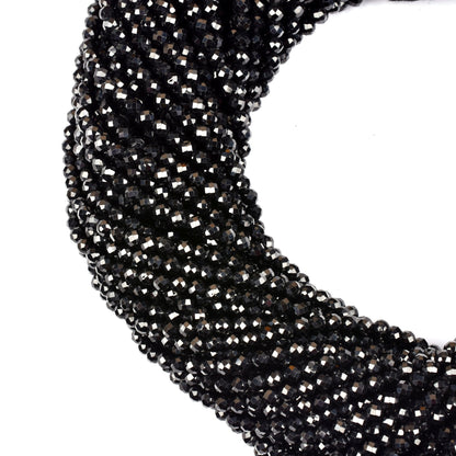 Beautiful Natural Black Spinel Rondelle Faceted Micro Cut Gemstone Loose Beads 3 mm AAA Quality Spinel Micro Cut Beads Jewelry Making Crafts