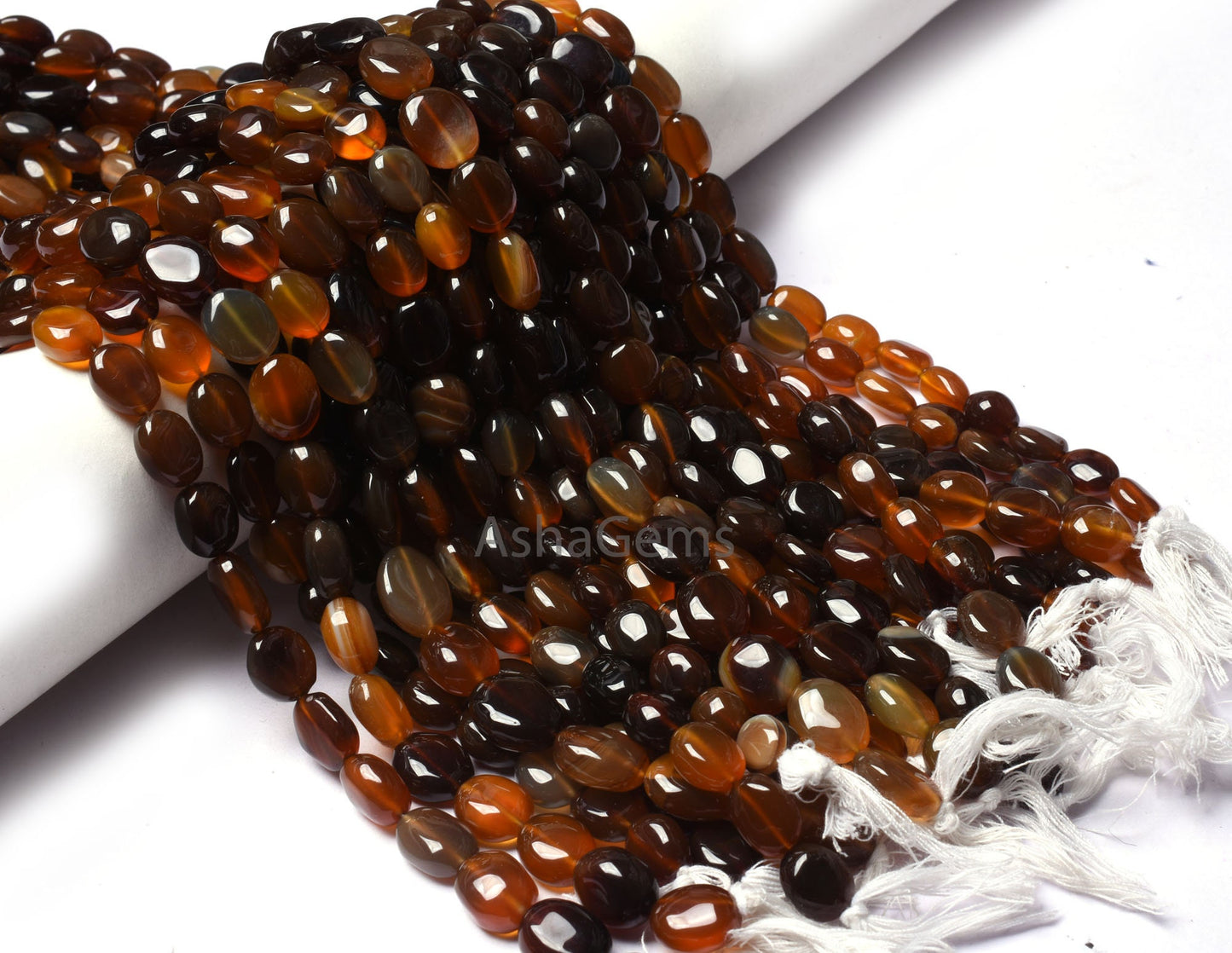 Multi Brown Shaded Chalcedony Smooth Oval Gemstone Beads,13" Strand Chalcedony Plain Oval Handmade Beads Chalcedony Beads Jewelry Craft SALE