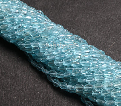 Beautiful Aqua Blue Quartz Hydro Smooth Oval Handmade Beads,5.5-7 mm Light Sky Blue Hydro Plain Handmade Oval Shape Bead Jewelry Crafts SALE