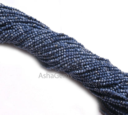 12.5"Strand Natural Blue Sapphire Micro Cut Rondelle Faceted Gemstone Beads,2.25-2.4 mm Sapphire machine cut Bead Jewelry Making Craft SALE
