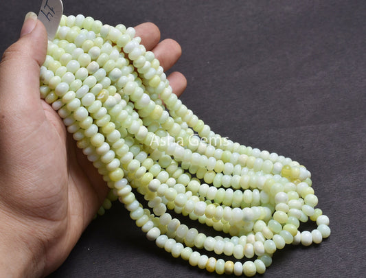 Beautiful Light Lime Opal Smooth Rondelle Shape Beads,7-8 mm Shaded Lemon Green Yellow Opal Plain Gemstone Bead For Jewelry Craft Opal SALE