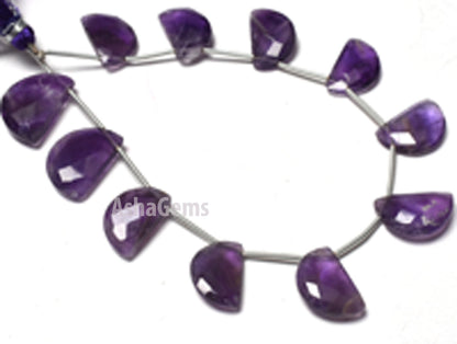 beautiful Purple Amethyst Faceted Fancy Shape Beads,8" Strand African Amethyst Fancy D Shape Bead Gemstone Amethyst Briolette Beads Jewelry