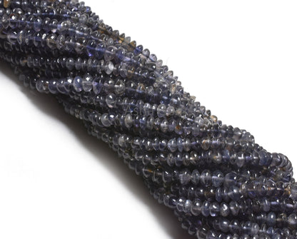 Beautiful Blue Iolite Smooth Button Shape Beads,13" Strand Natural Iolite Handmade Button Gemstone Center Drill Iolite Beads Jewelry Makings
