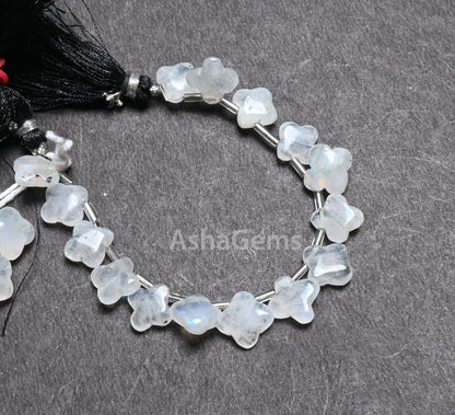 Natural Blue Fire Rainbow Moonstone Carved Flower Shape Gemstone handmade Beads, Flashy Rainbow Carving Fancy Square smooth Bead Jewlry SALE