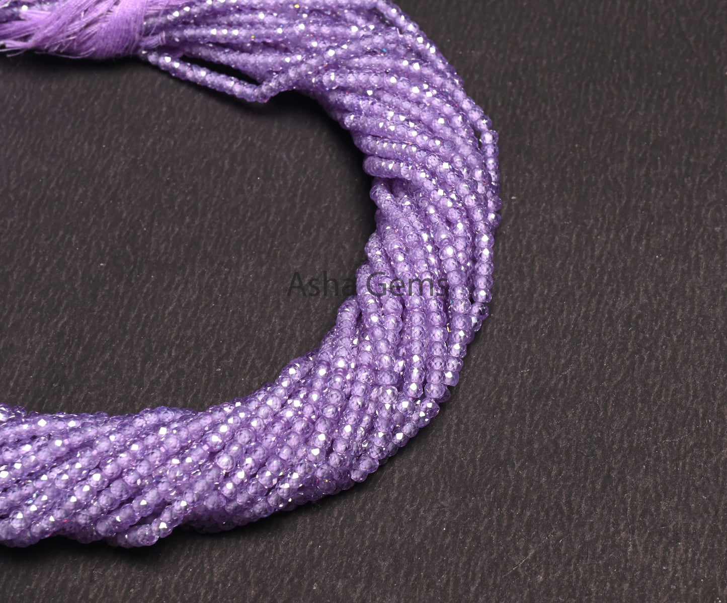 Beautiful Lavender Blue Zircon Micro Cut faceted Beads,3 mm Light Purple Zircon Machine Cut Rondelle Beads,12.5" lavender Cubic Zircon Beads
