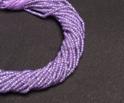 Beautiful Lavender Blue Zircon Micro Cut faceted Beads,3 mm Light Purple Zircon Machine Cut Rondelle Beads,12.5" lavender Cubic Zircon Beads