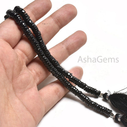 6 mm Fine Black Spinel Smooth Heishi Tyre Gemstone Beads, Natural Spinel Plain Handmade Flat Wheel Shape Bead Jewelry Making Handicraft SALE