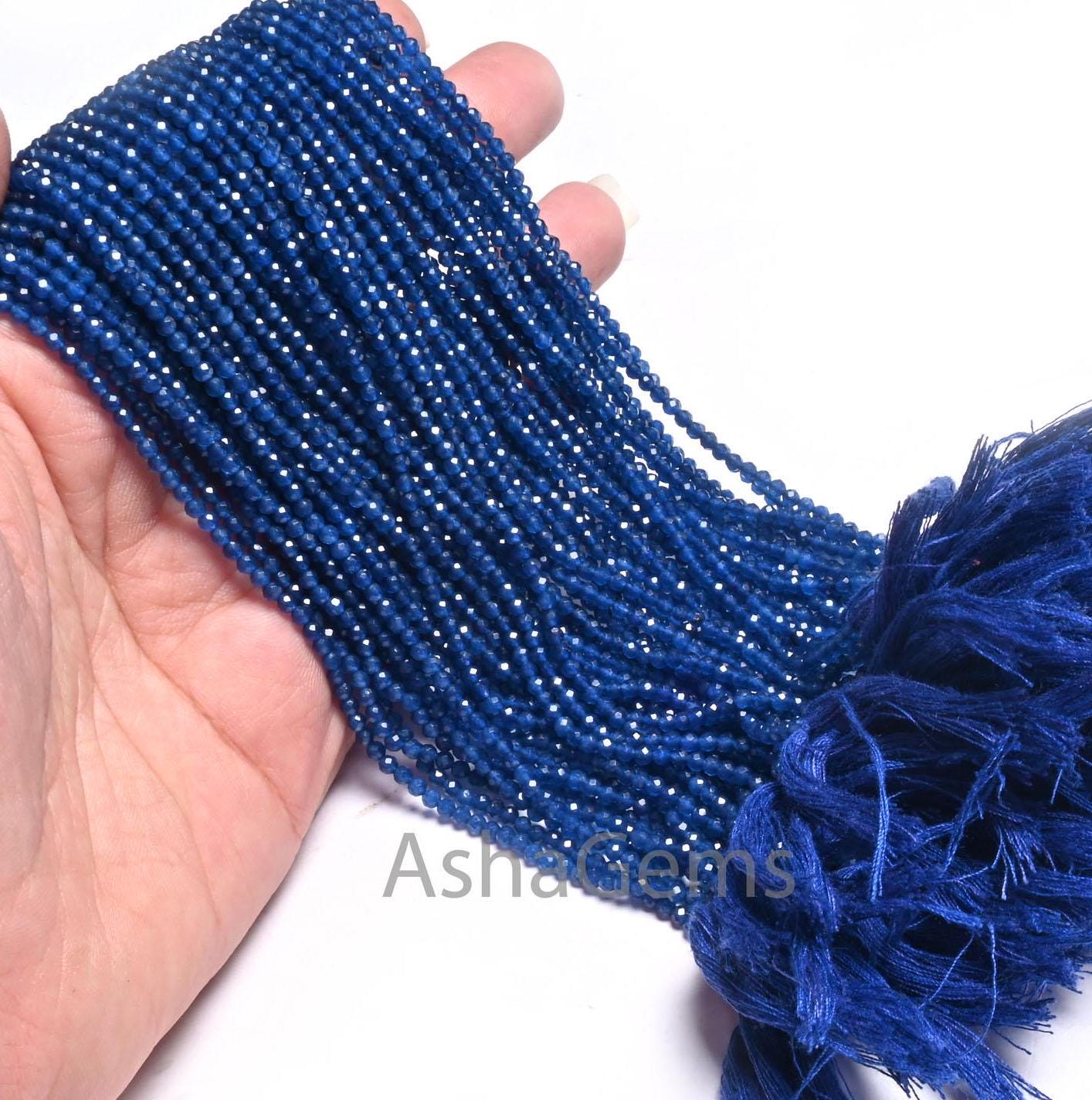 Amazing Blue Chalcedony Quartz Micro Cut Rondelle Gemstone Tiny Beads, 2.5 mm Top Quality Neon Blue Quartz Beads Necklace Jewelry Craft SALE