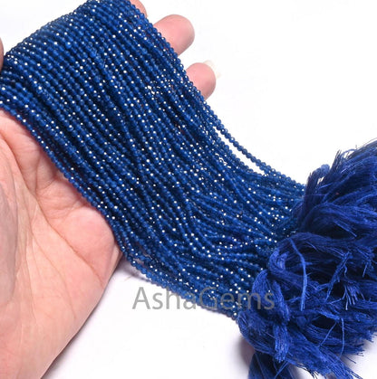 Amazing Blue Chalcedony Quartz Micro Cut Rondelle Gemstone Tiny Beads, 2.5 mm Top Quality Neon Blue Quartz Beads Necklace Jewelry Craft SALE